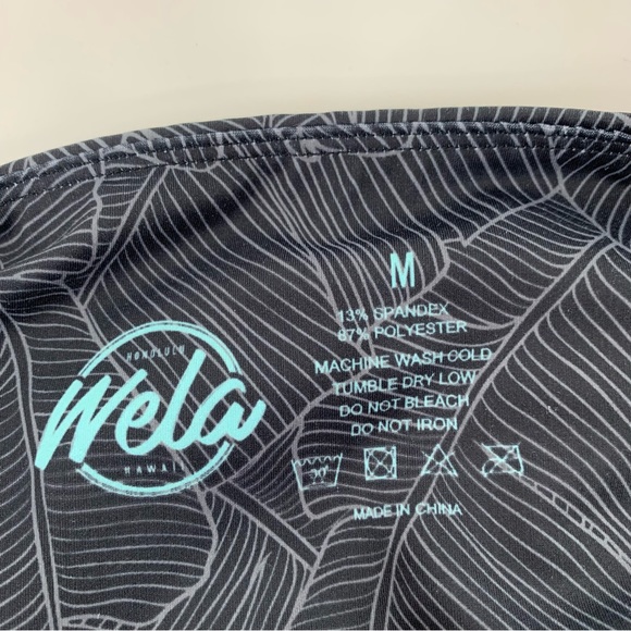 Wela Honolulu Hawaii Black Gray Tropical Palm Athletic Leggings Size Medium - Picture 13 of 16
